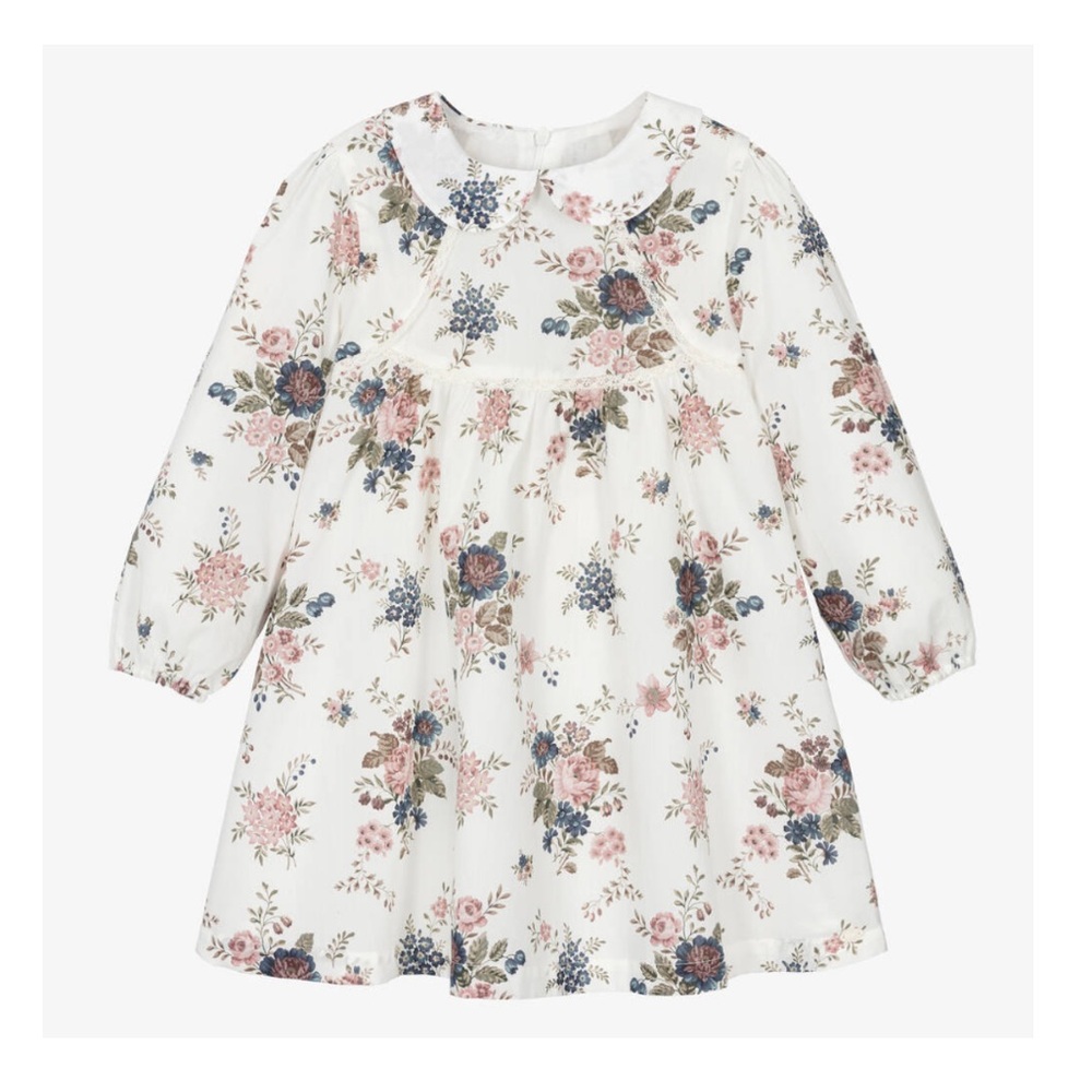 TARTINE ET CHOCOLAT GIRLS IVORY FLORAL LIBERTY PRINT DRESS